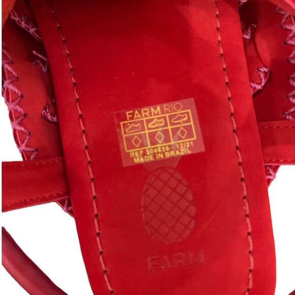 Farm Rio Zigzag Stitch Sandal In Red Size 8 - Picture 9 of 10